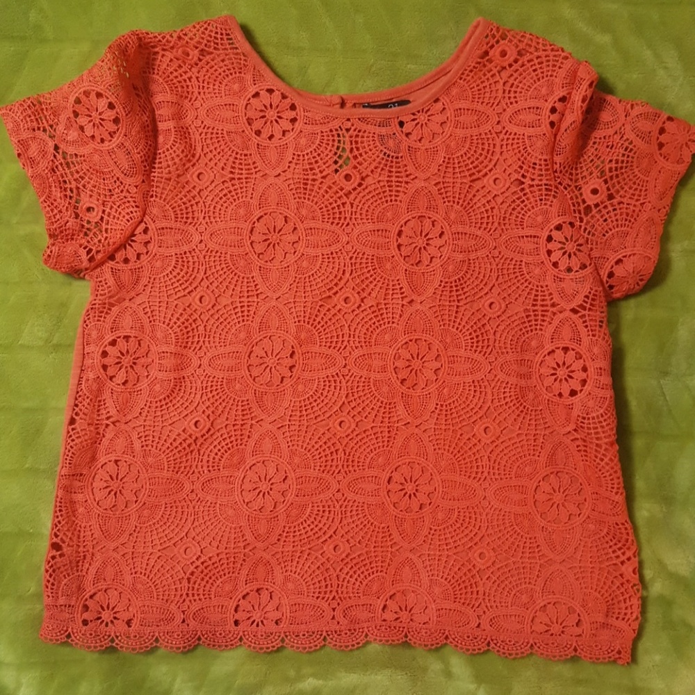 5/$25! Orange Lace top